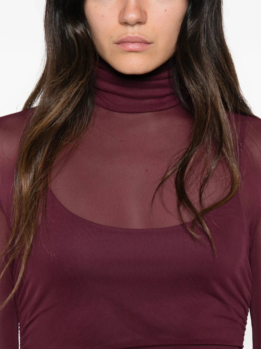 Aniye By Jurk met doorzichtig vlak en ruches Rood