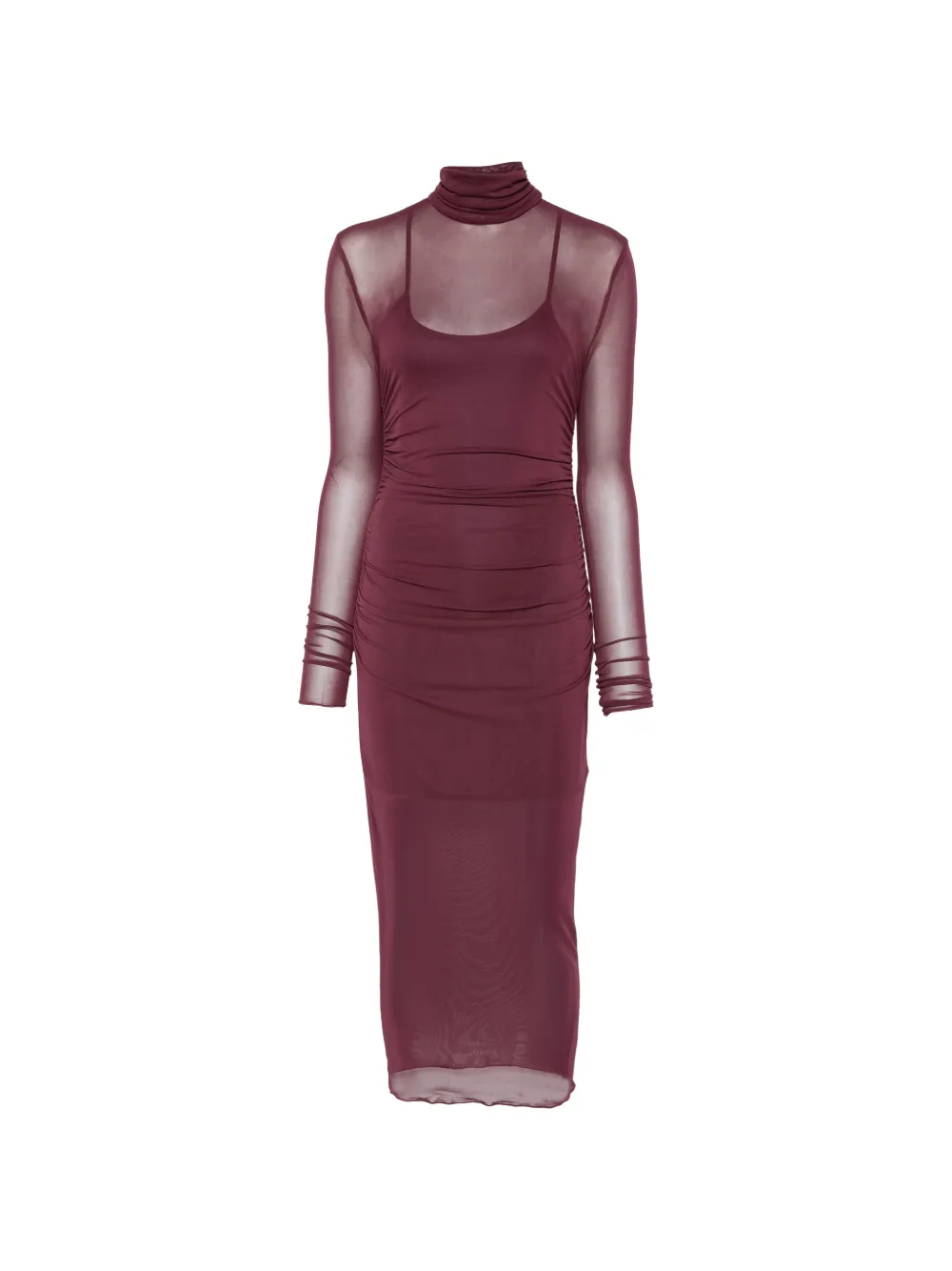 Aniye By sheer-panelled ruched dress - Rouge