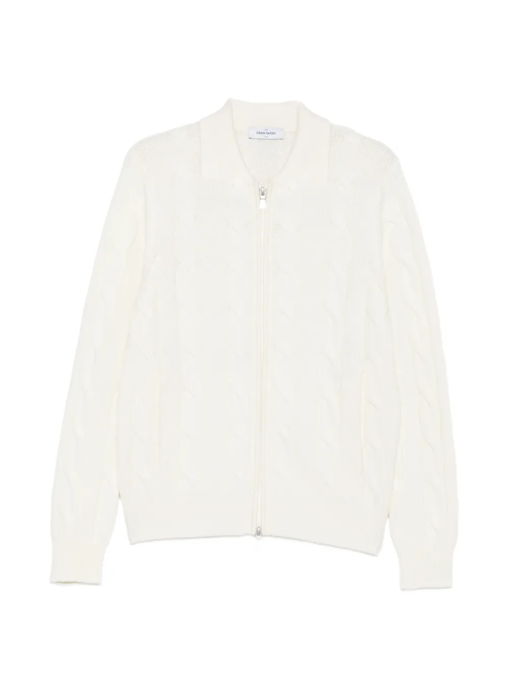 Gran Sasso cable-knit zip-up CARDIGAN - Weiß