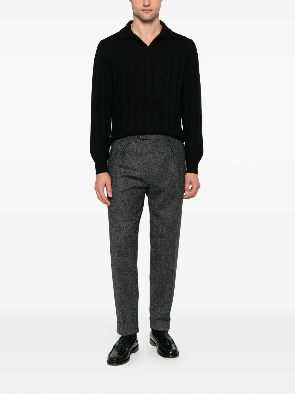 Gran Sasso ribbed-knit sweater Zwart