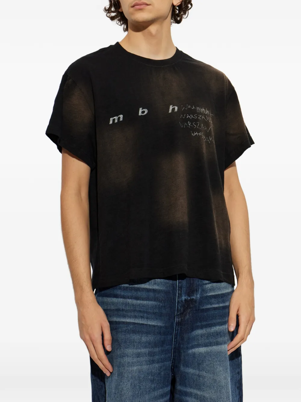 MISBHV T-shirt met verwassen effect en print Zwart