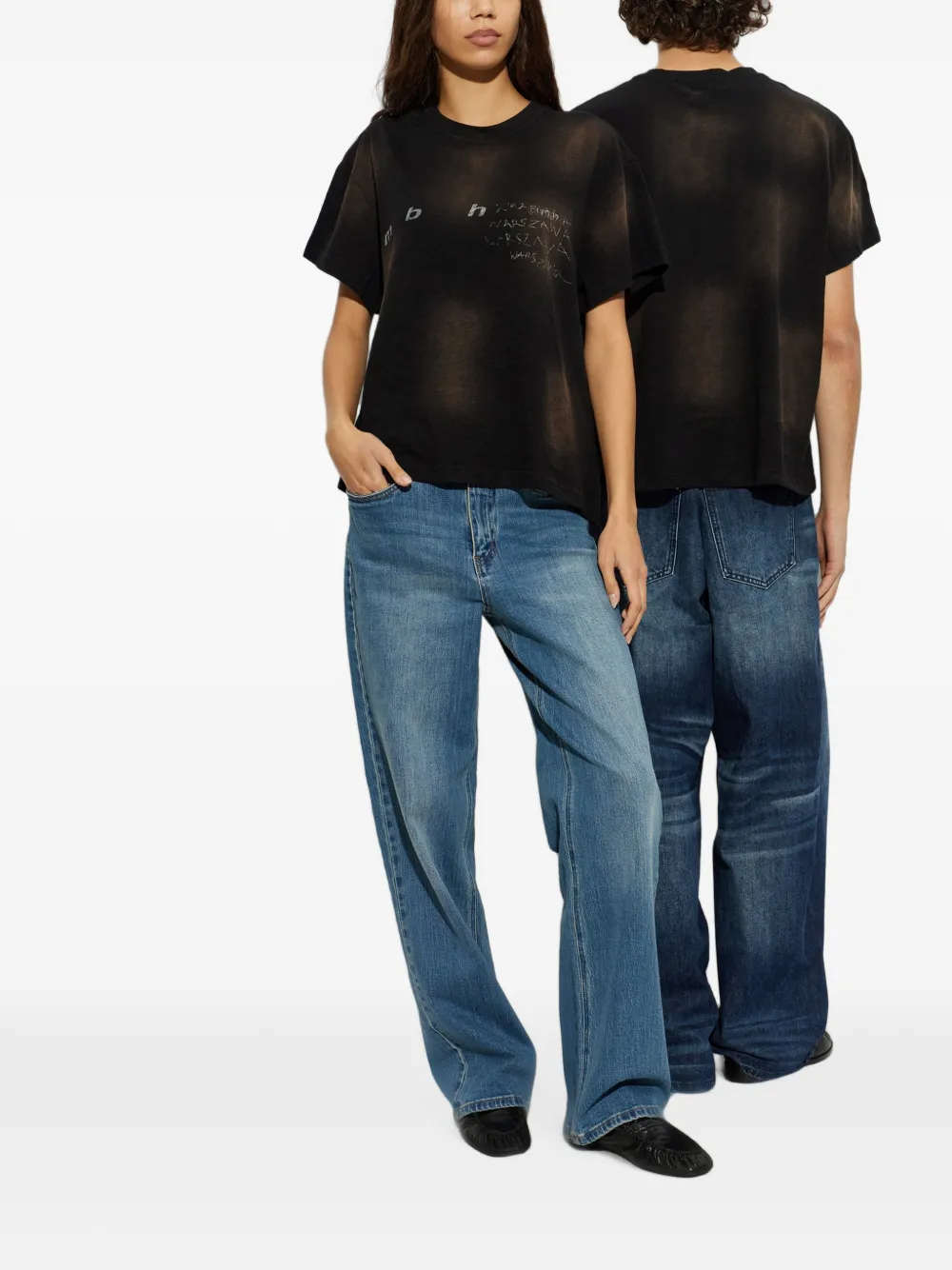 MISBHV T-shirt met verwassen effect en print Zwart