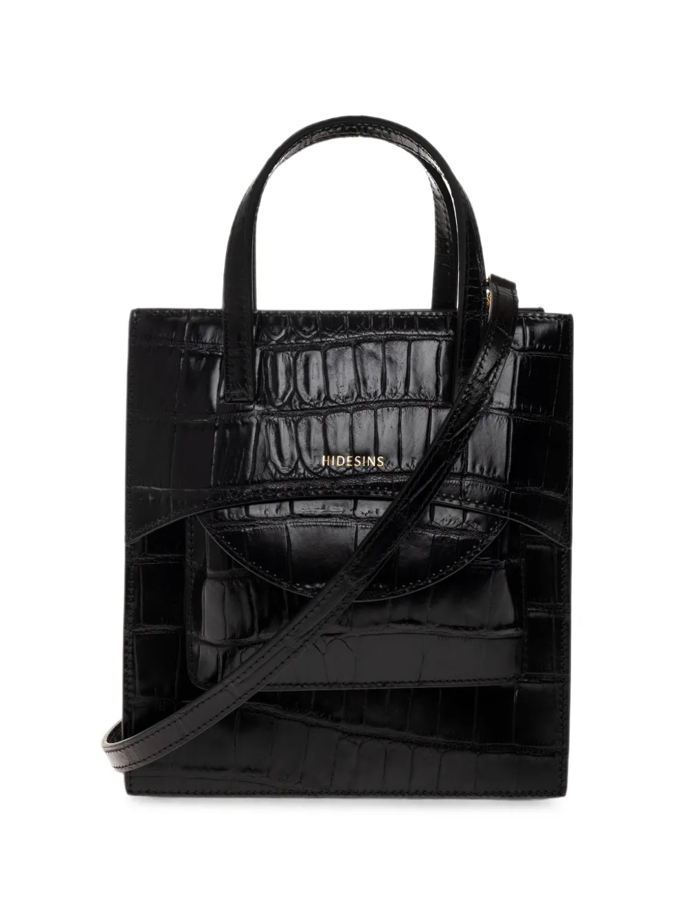HIDESINS S Pocket crocodile-effect leather tote bag - Noir HIDESINS S Pocket crocodile-effect leather tote bag - Noir