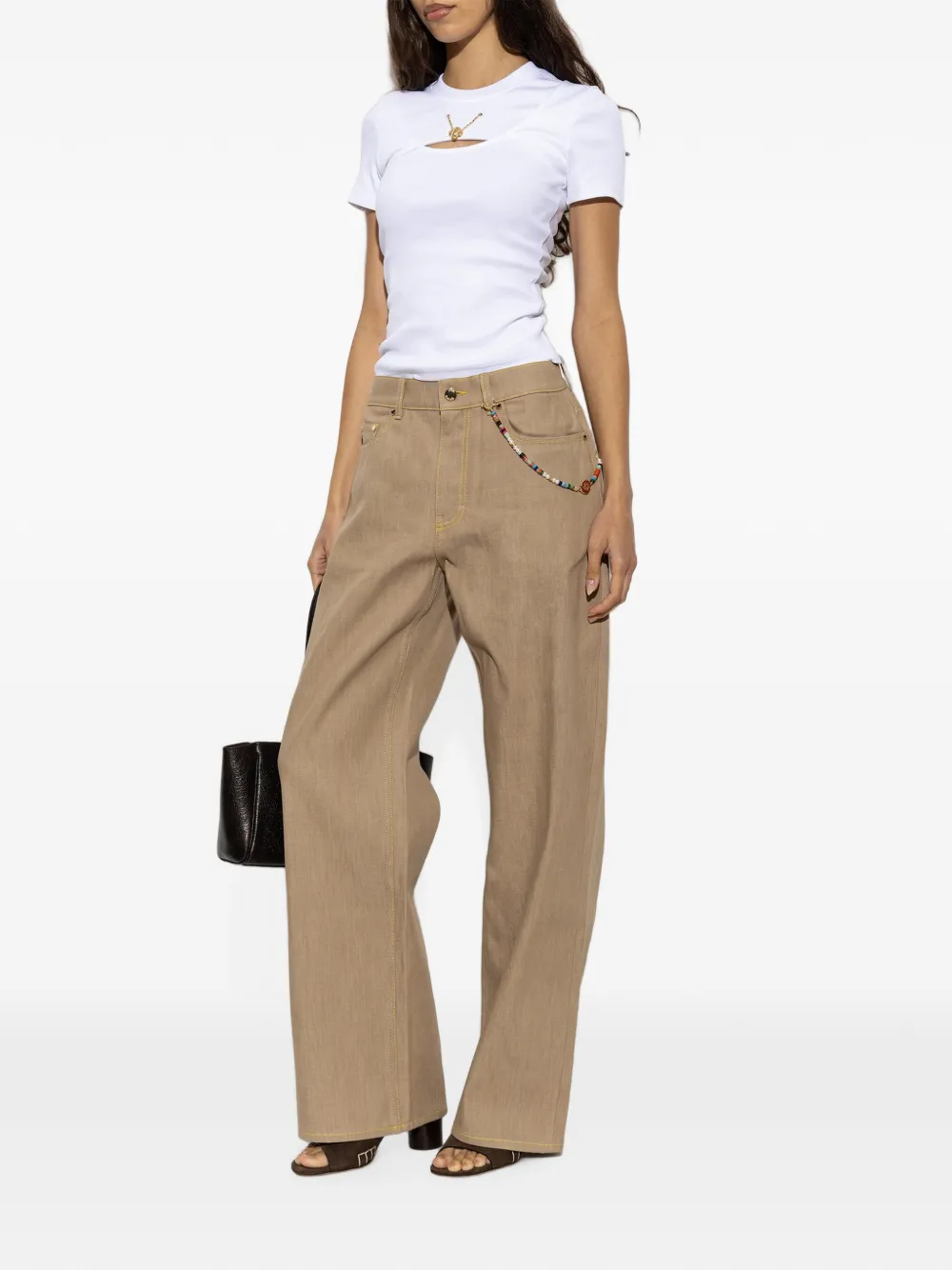 Casablanca beaded-chain straight-leg jeans Beige