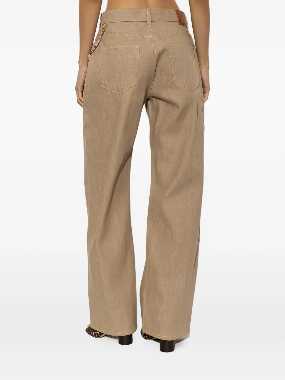 Casablanca beaded-chain straight-leg jeans Beige