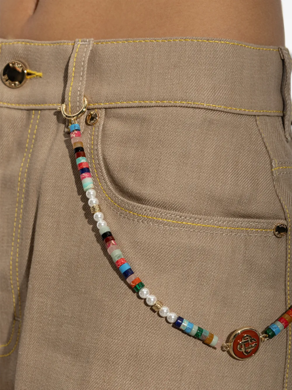 Casablanca beaded-chain straight-leg jeans Beige