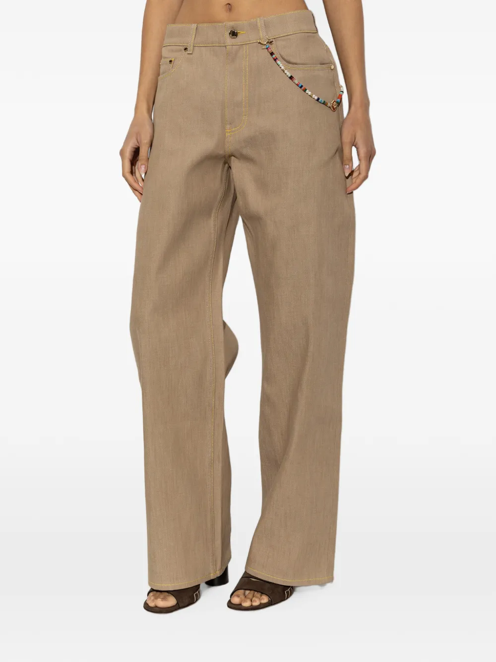 Casablanca beaded-chain straight-leg jeans Beige