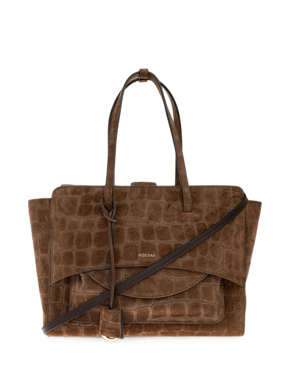 HIDESINS large Flap crocodile-effect suede tote bag - Marron HIDESINS large Flap crocodile-effect suede tote bag - Marron
