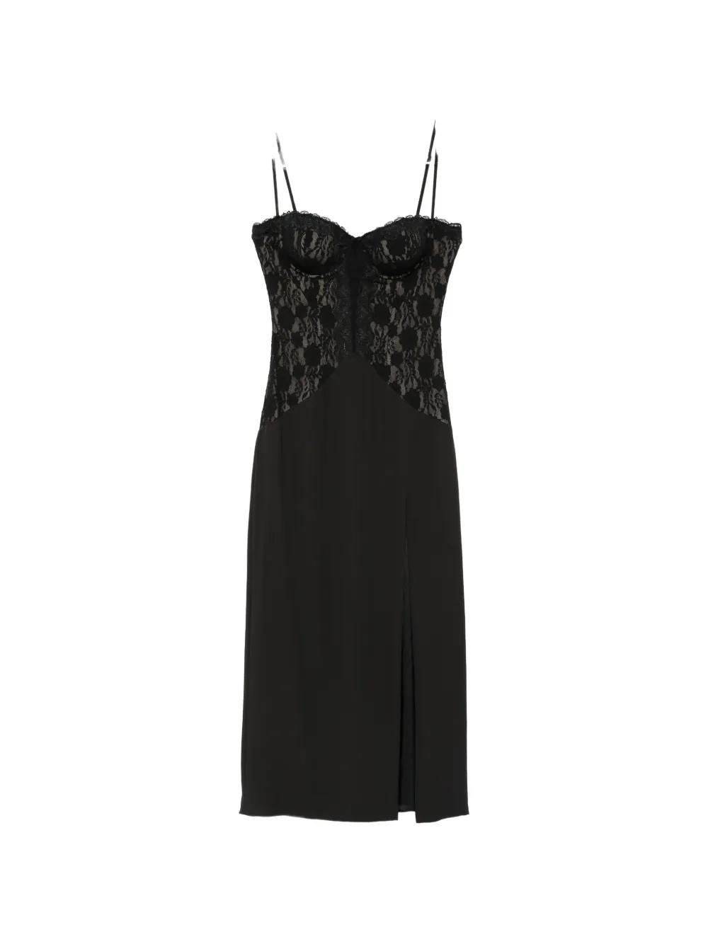Aniye By lace-panelled side-slit dress - Nero