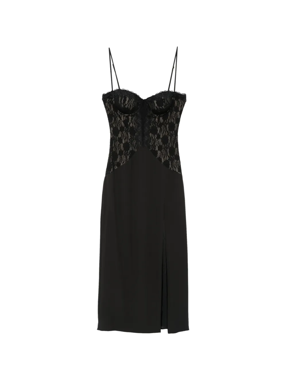 Aniye By lace-panelled side-slit dress - Noir