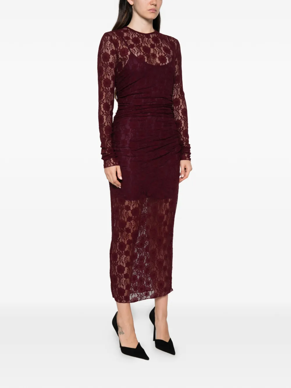 Aniye By Kanten jurk met ruches Rood
