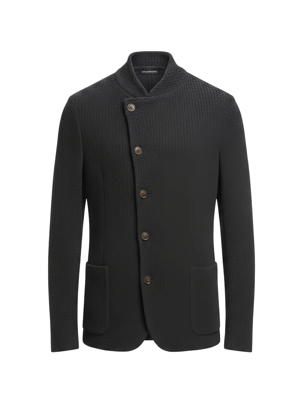 Emporio Armani asymmetric-fastening textured-knit cardigan - Grey