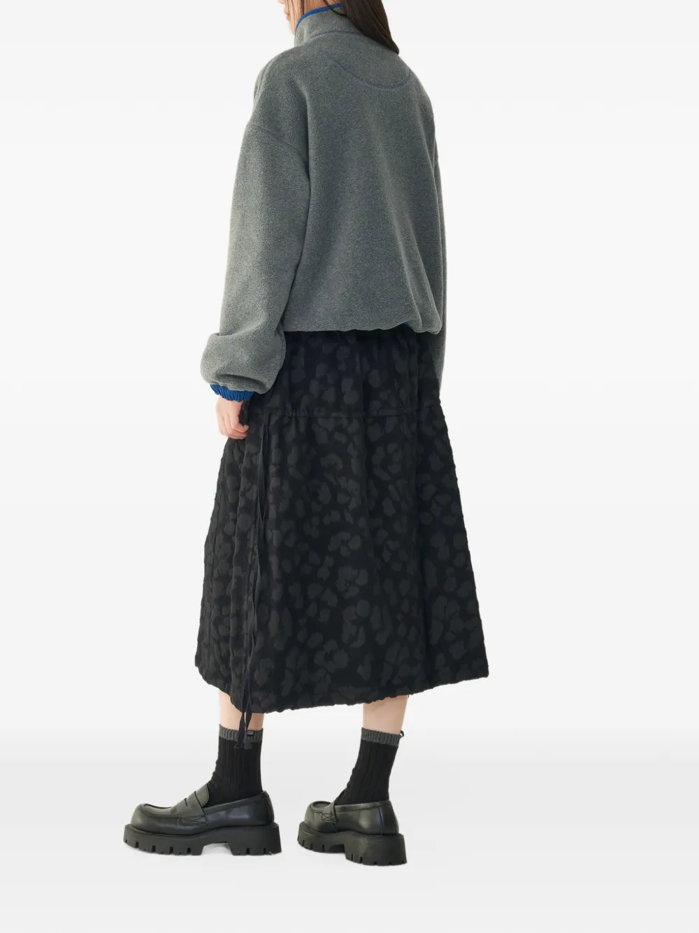 TOMBOY patterned A-line midi skirt Zwart