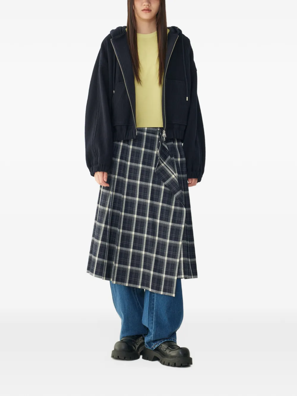 TOMBOY corduroy-texture zip-up hoodie Blauw