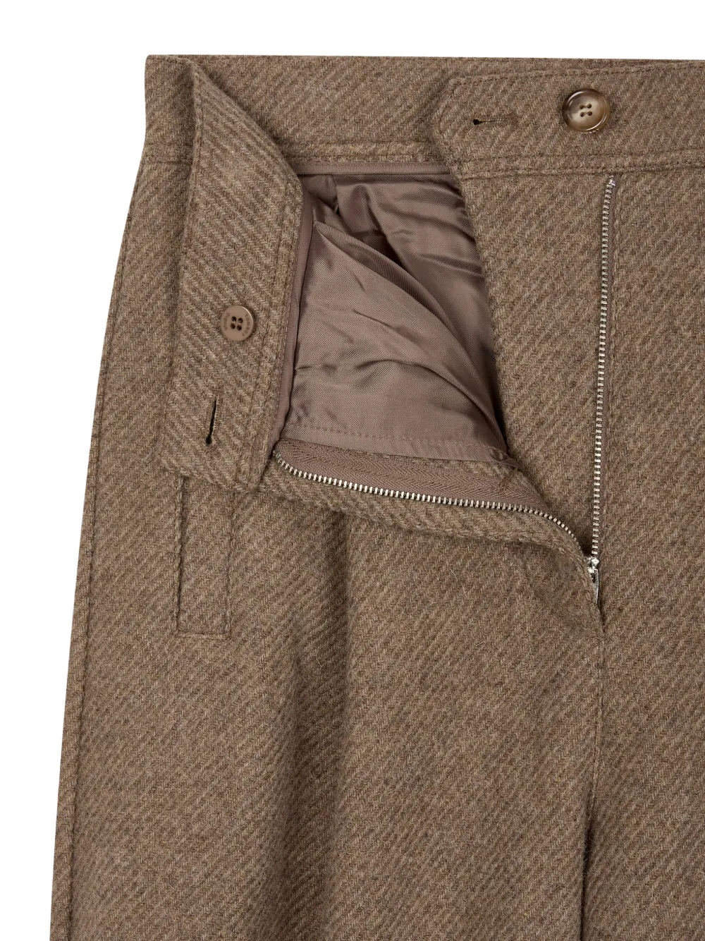 TOMBOY pleat-detail wide-leg tailored trousers Beige