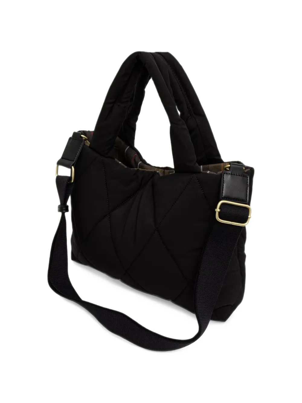 Barbour quilted logo-patch tote bag Zwart