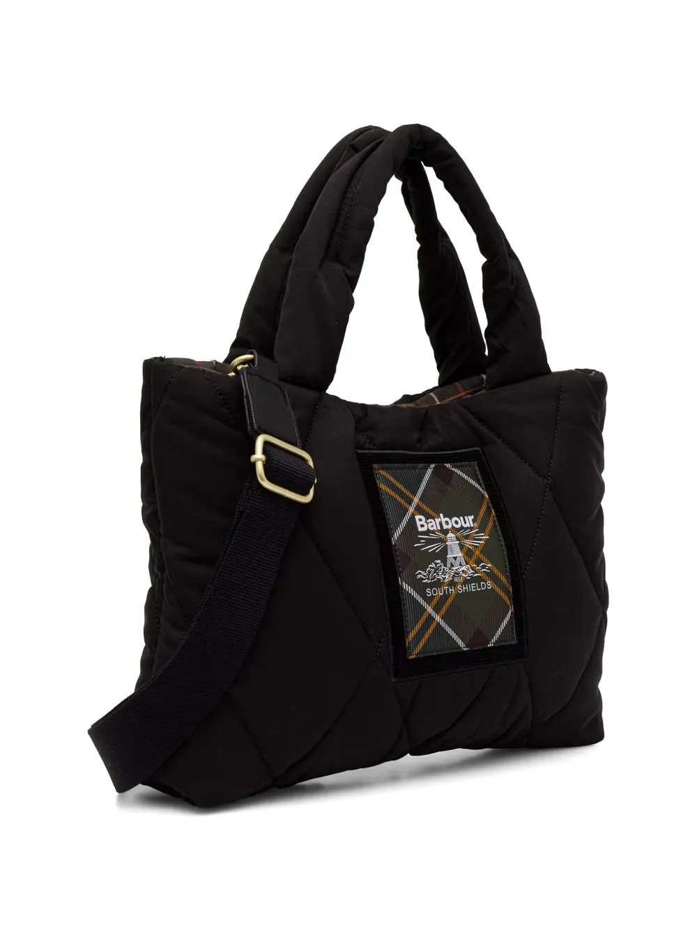 Barbour quilted logo-patch tote bag Zwart