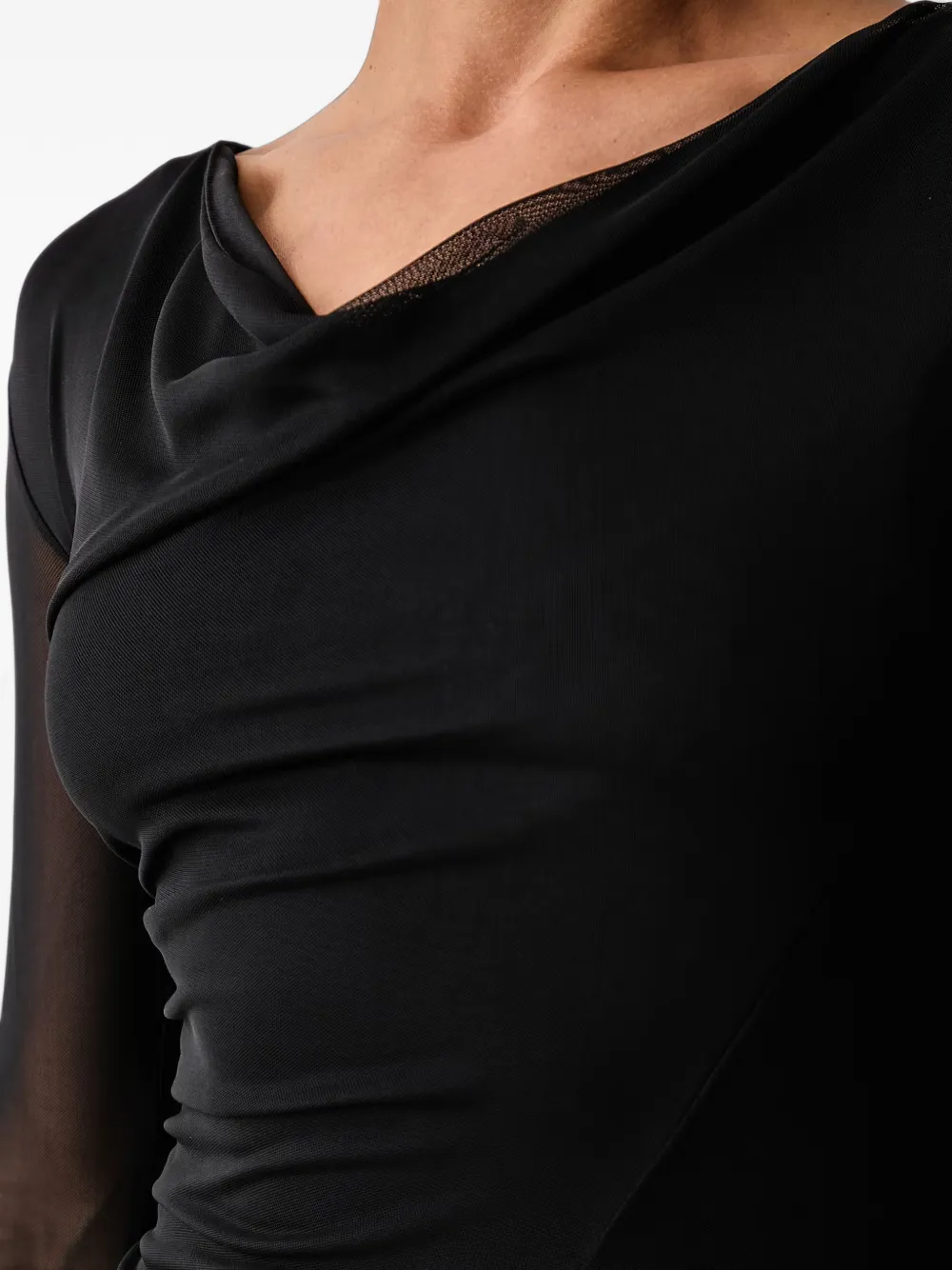 AllSaints Loria asymmetrische jurk met mesh vlakken Zwart