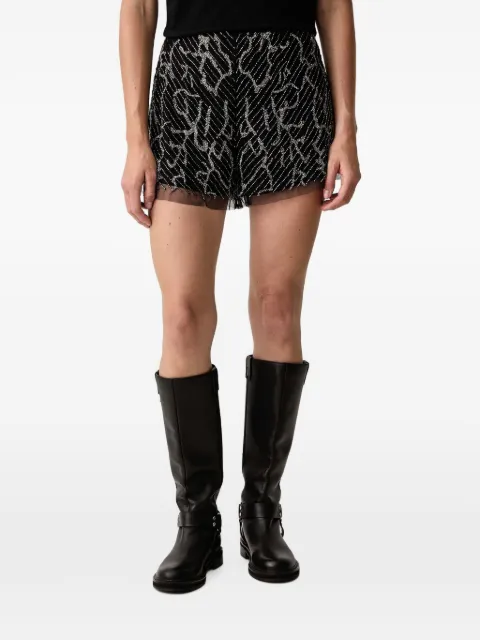 AllSaints shorts con detalle de cuentas y ribete de tul