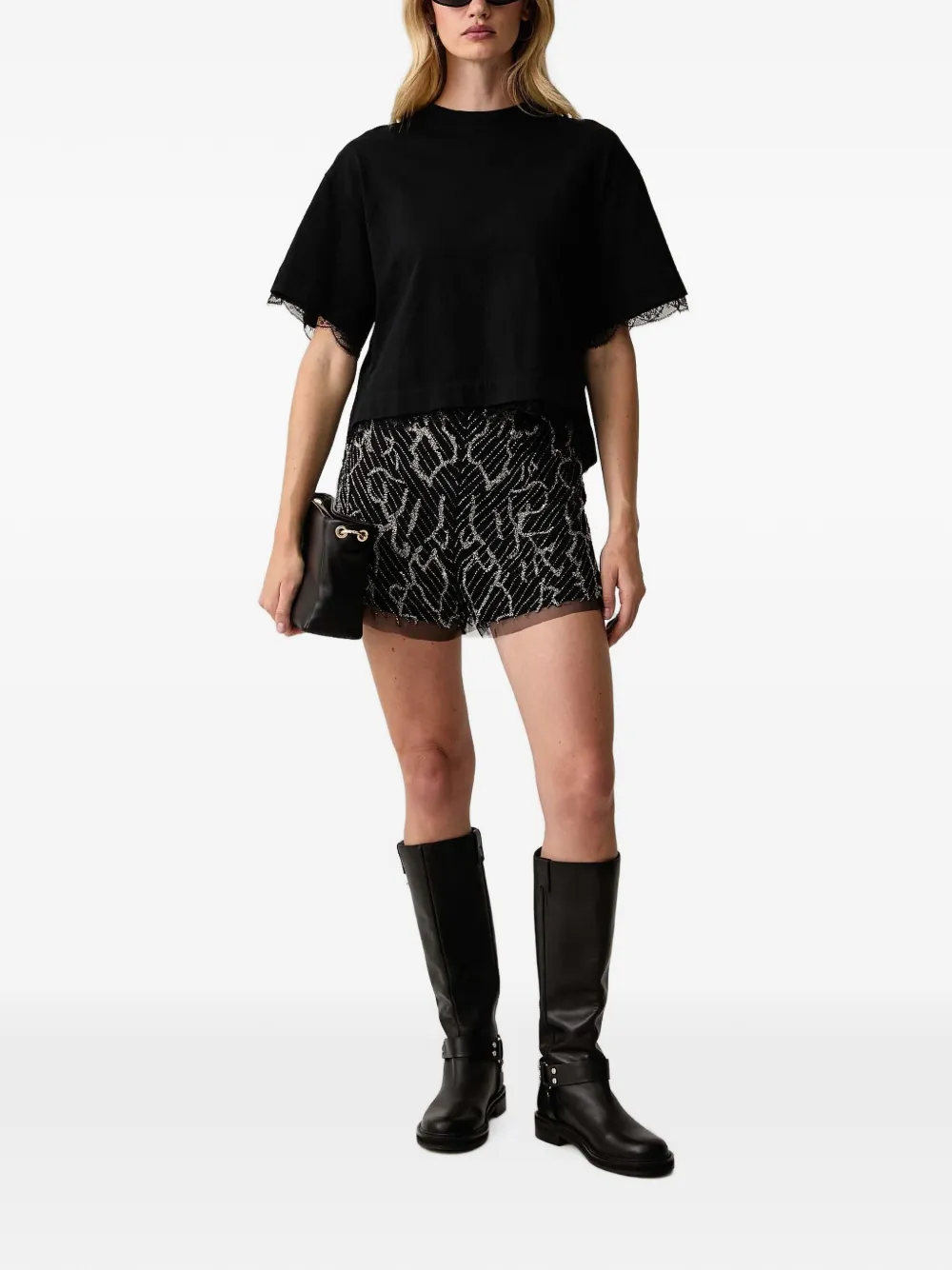 AllSaints Shorts verfraaid met kralen en tulen afwerking Zwart