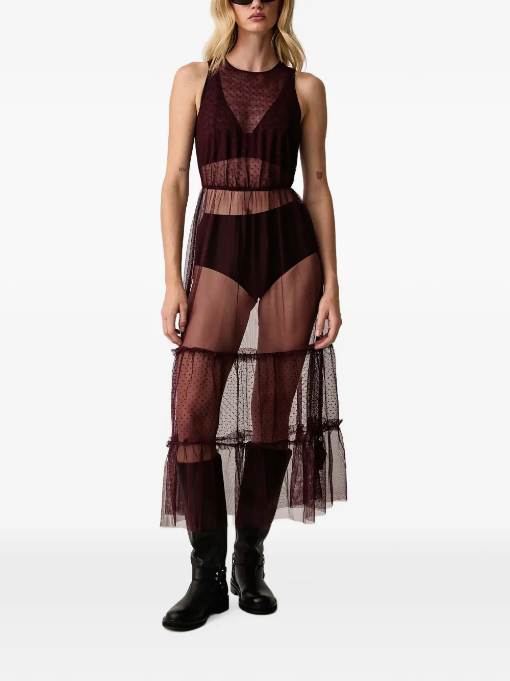AllSaints Midi-jurk met ruches Rood