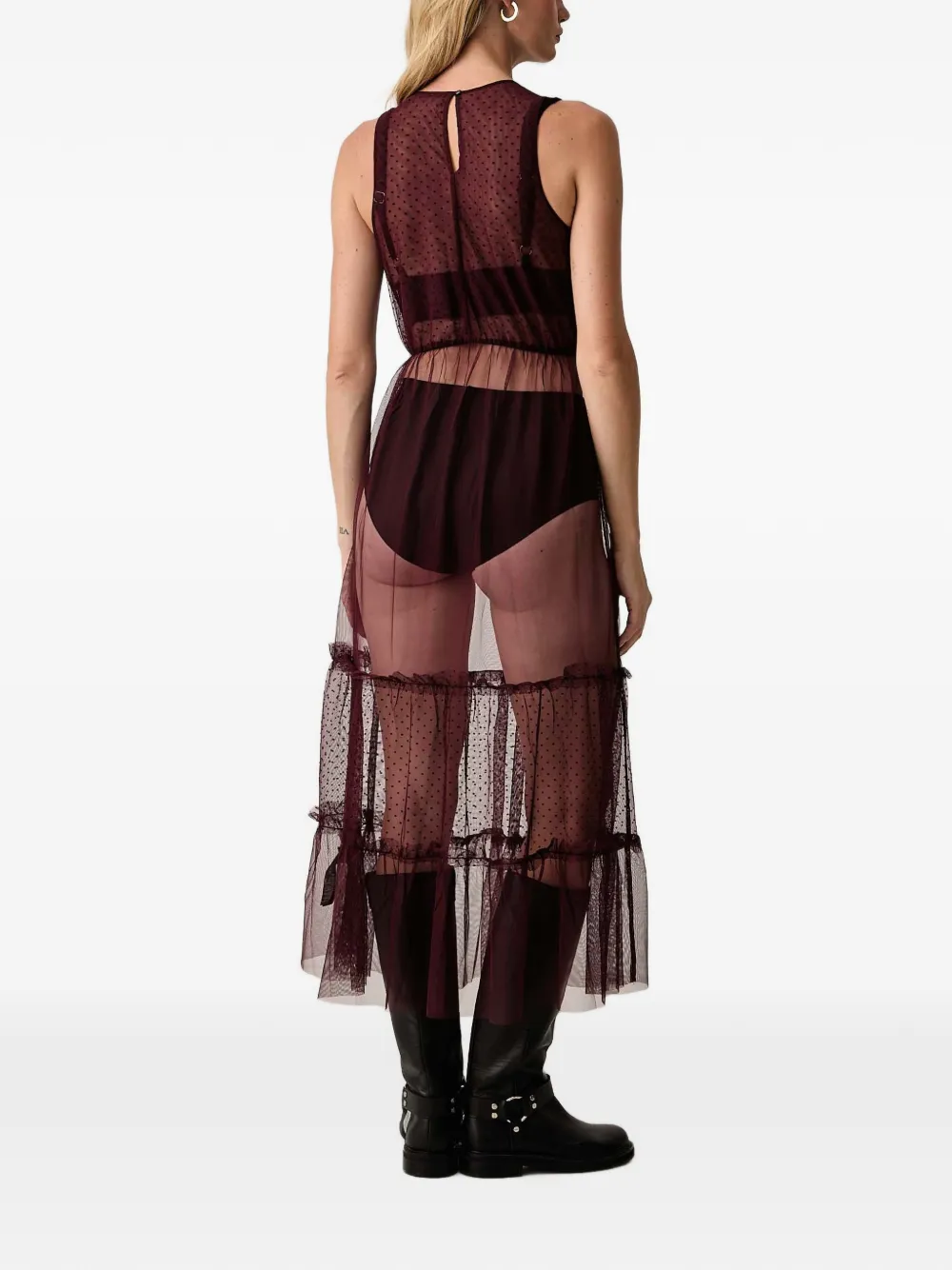AllSaints Midi-jurk met ruches Rood