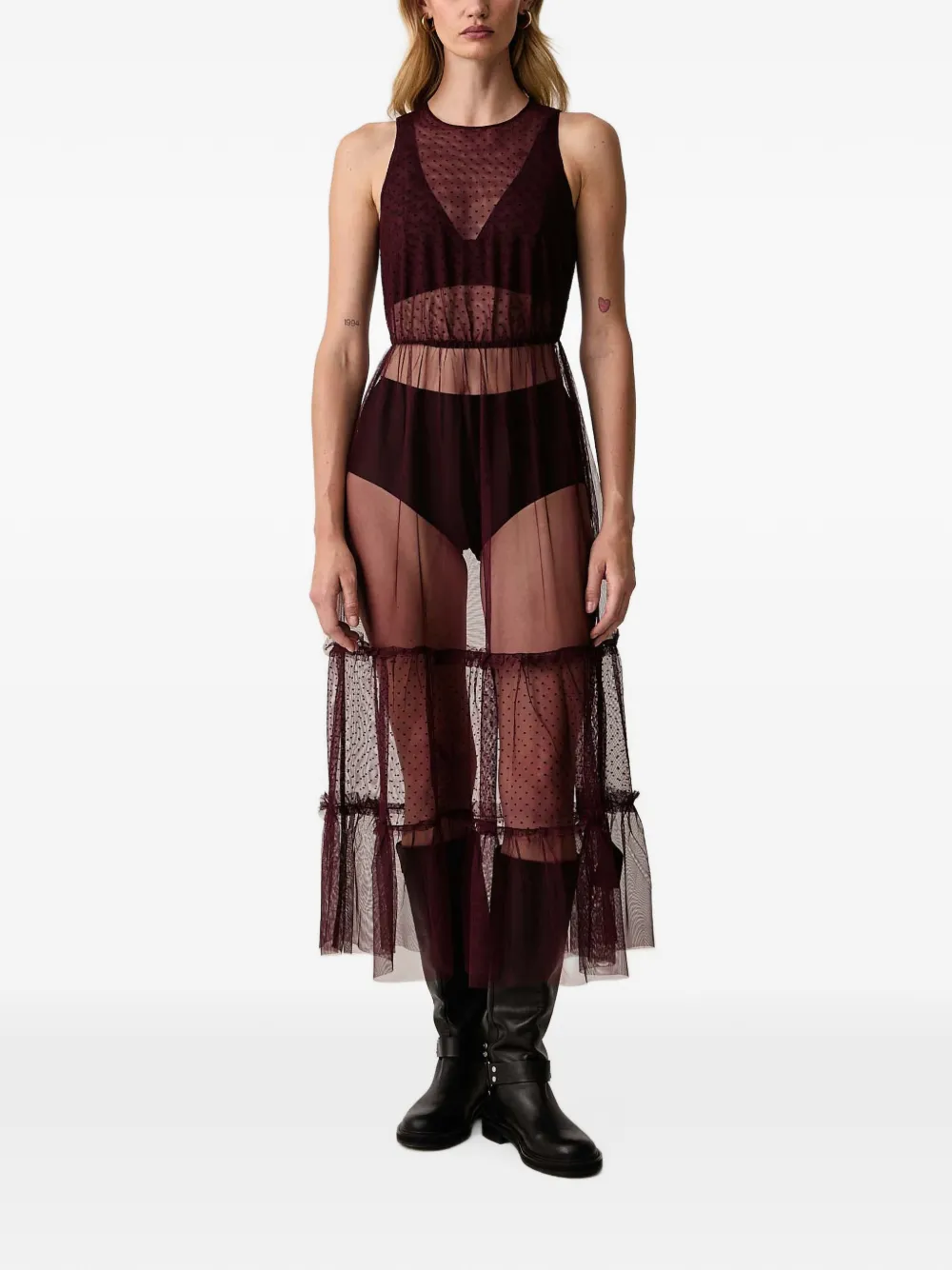 AllSaints ruffled midi dress