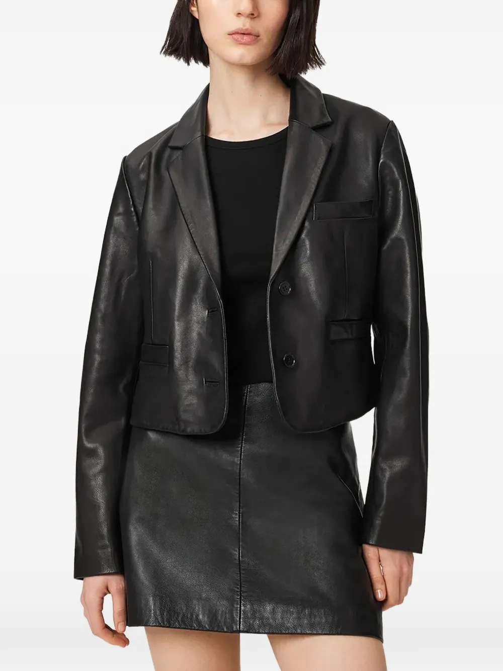 AllSaints cropped leather jacket - Nero