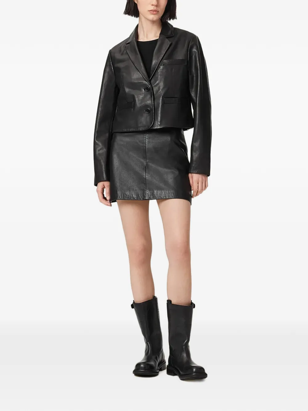 AllSaints Leren jack Zwart