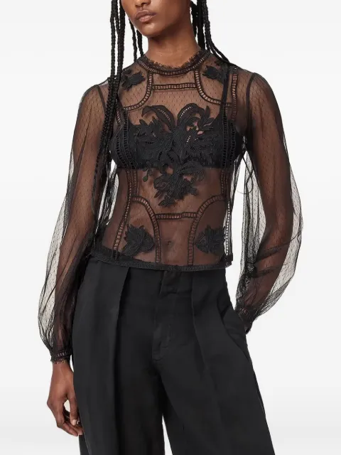AllSaints Cesca floral-embroidered blouse