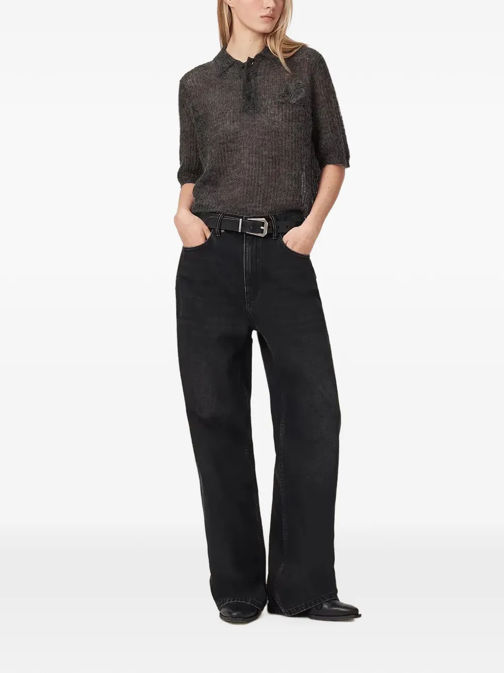 AllSaints Polotrui met geborduurd logo Grijs