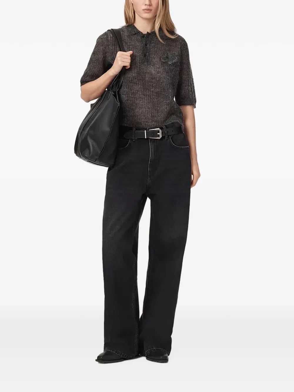 AllSaints Polotrui met geborduurd logo Grijs