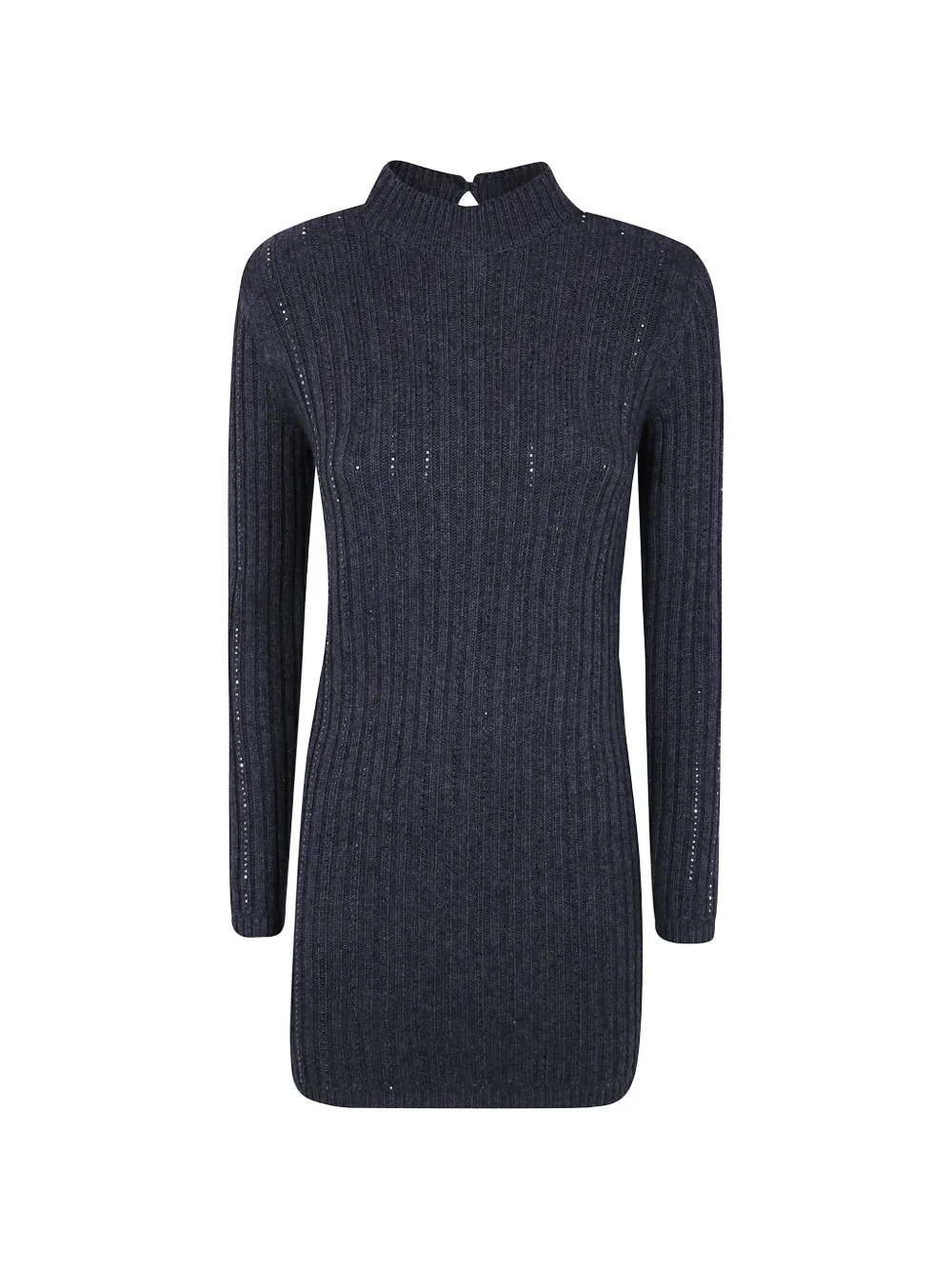 TWINSET short wool-knit-blend dress with rhinestones Grijs