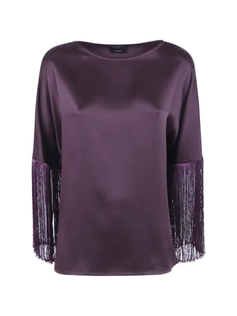 Antonelli fringe-trim satin-finish top