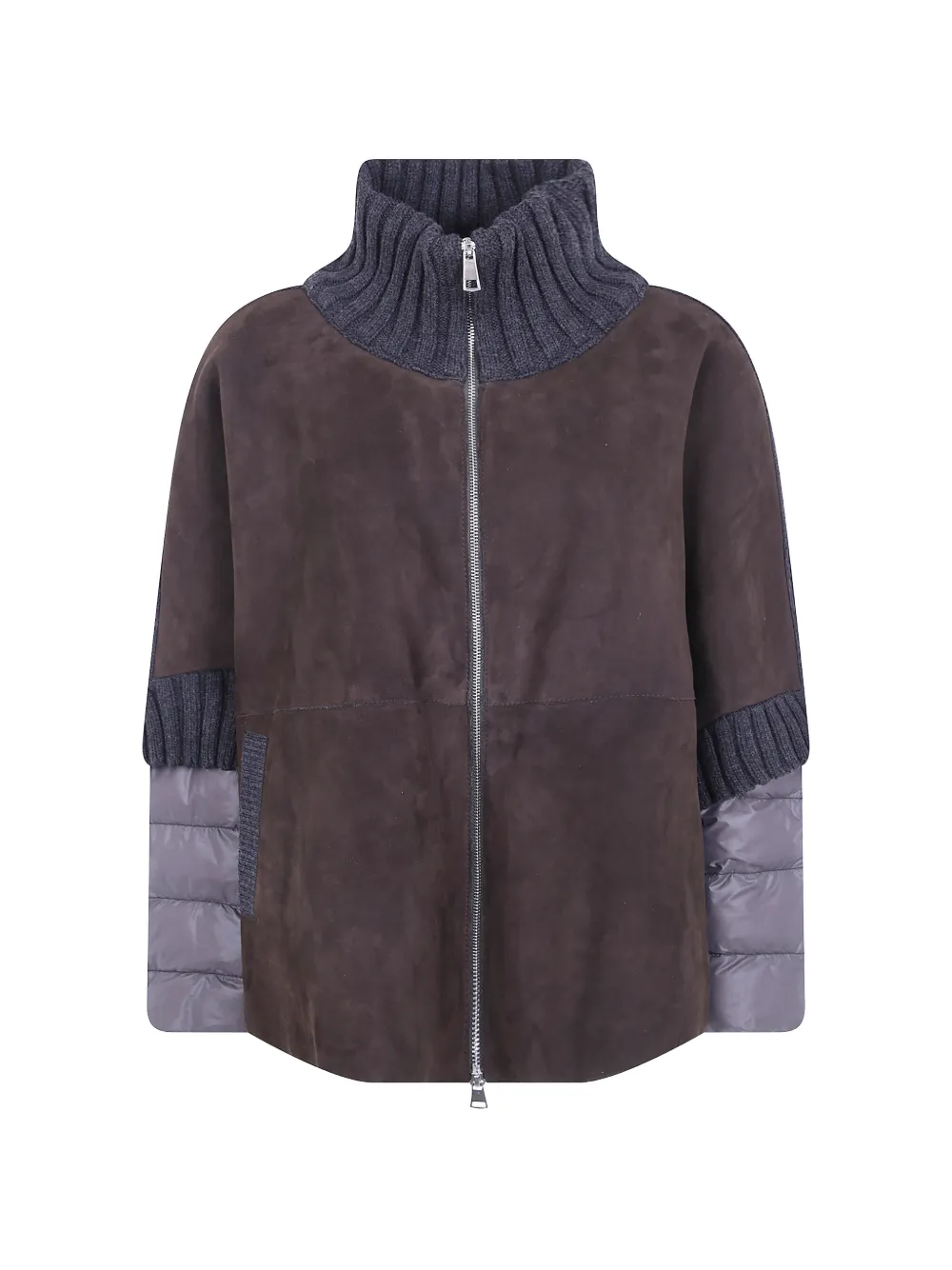 The Jackie Leathers Adele panelled suede coat - Marrone