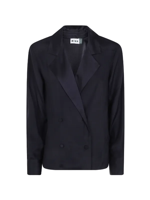Rixo Notch-lapel Double-breasted Blazer in Blue