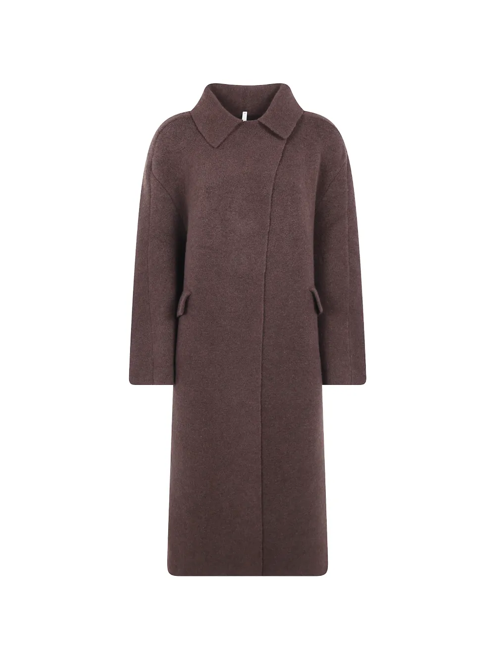 Boboutic concealed-fastening knitted wool coat - Marrone