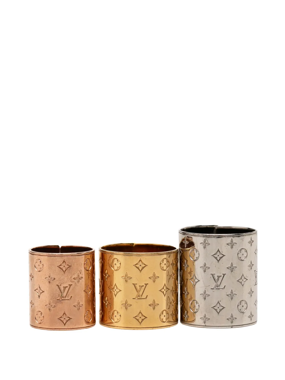 Louis Vuitton Pre-Owned 2016 Brass Nanogram Ring Set costume ring - Oro