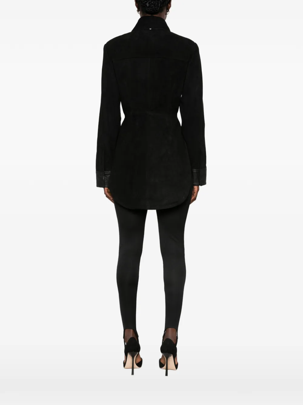 Sportmax SpsCoccole leren jack met vlakken Zwart