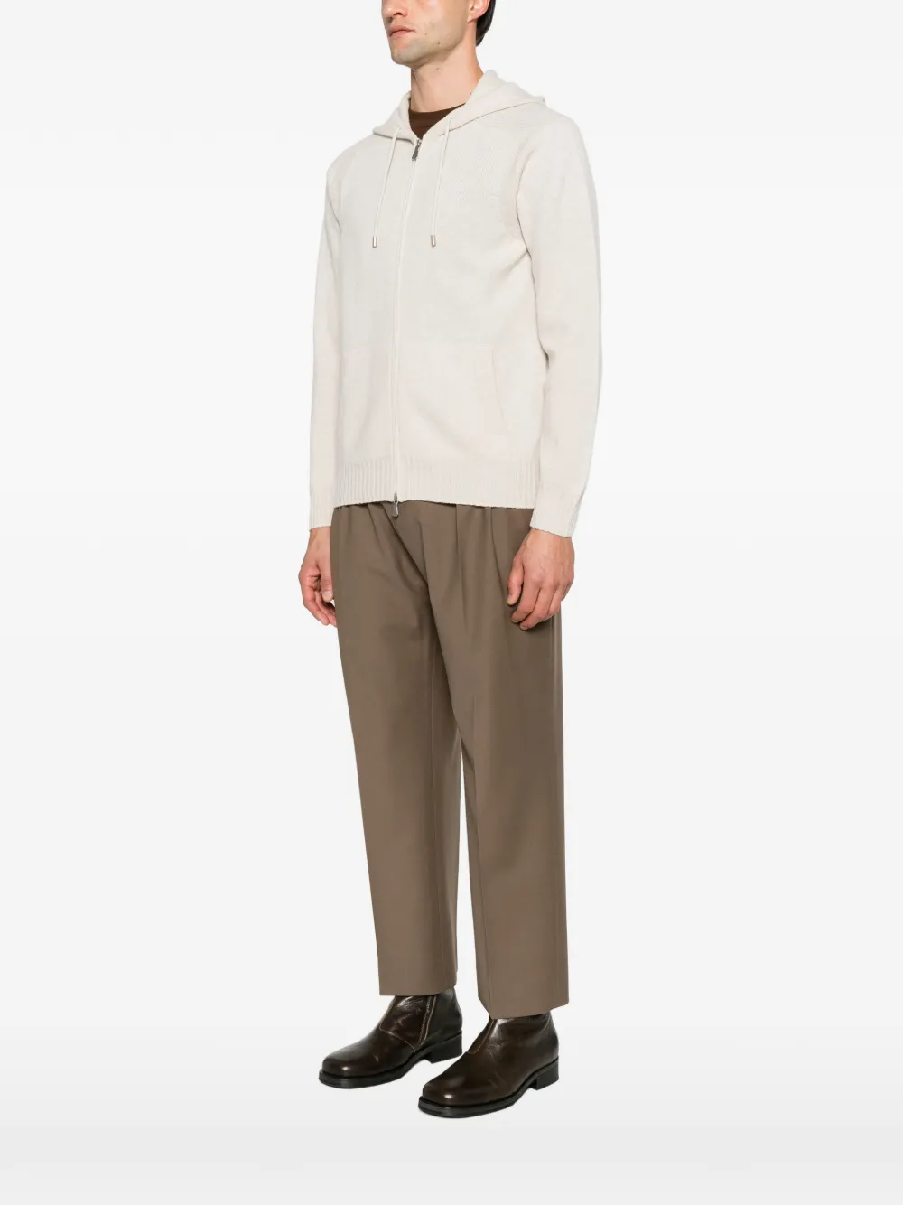 Gran Sasso zip-up hooded sweater Beige