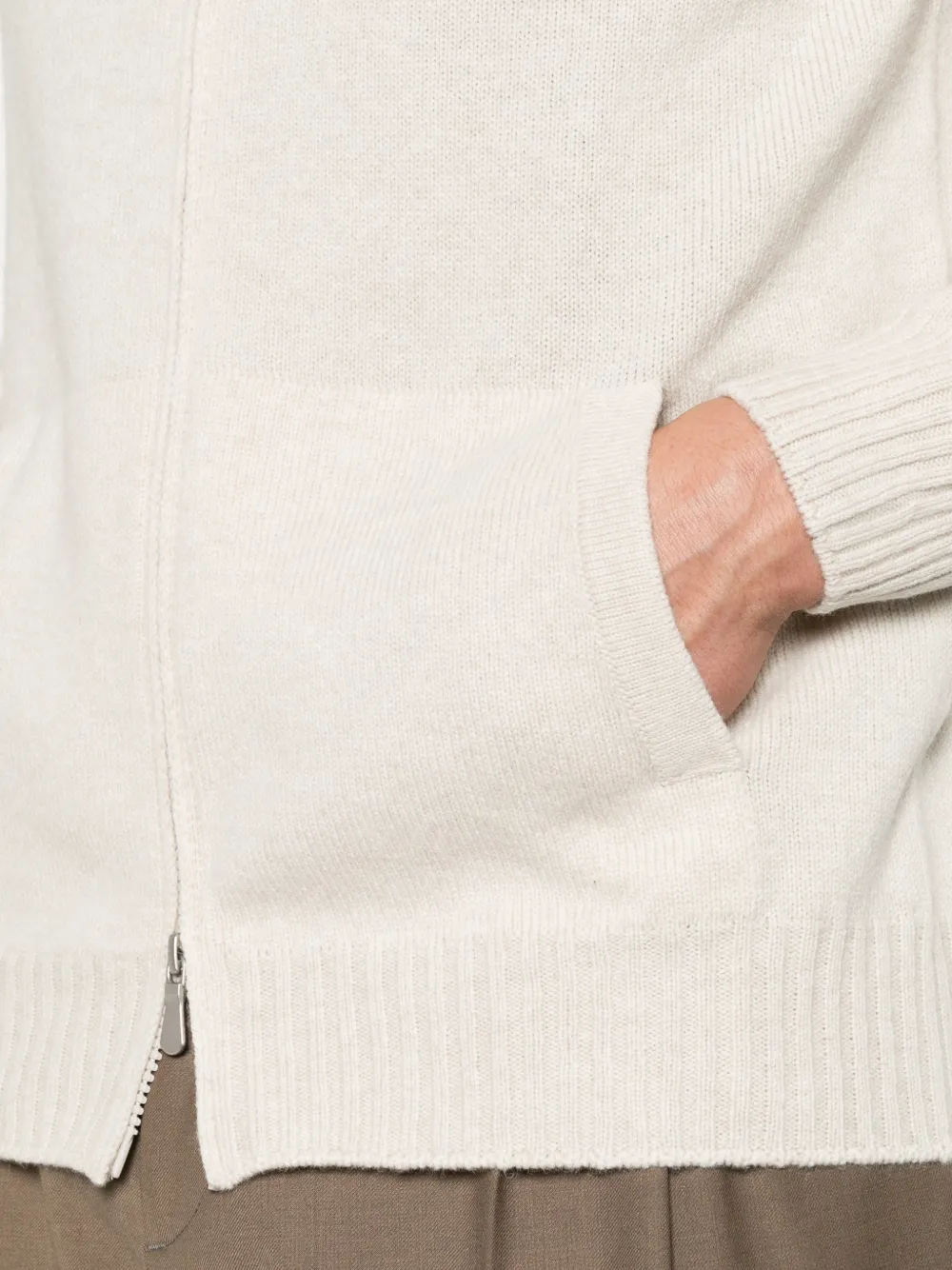 Gran Sasso zip-up hooded sweater Beige