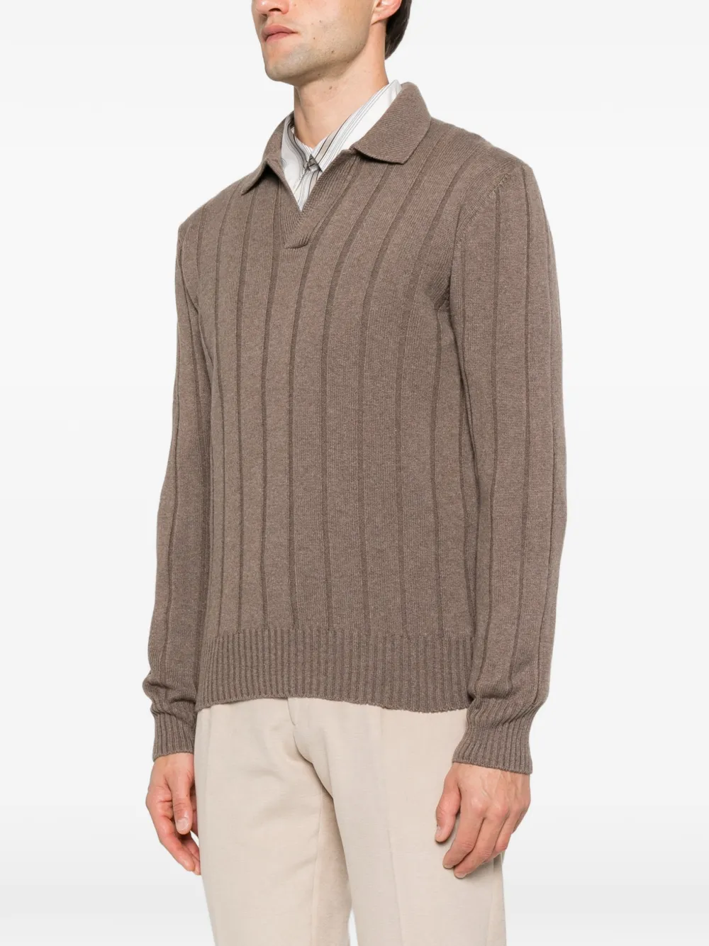 Gran Sasso ribbed-knit polo sweater Bruin