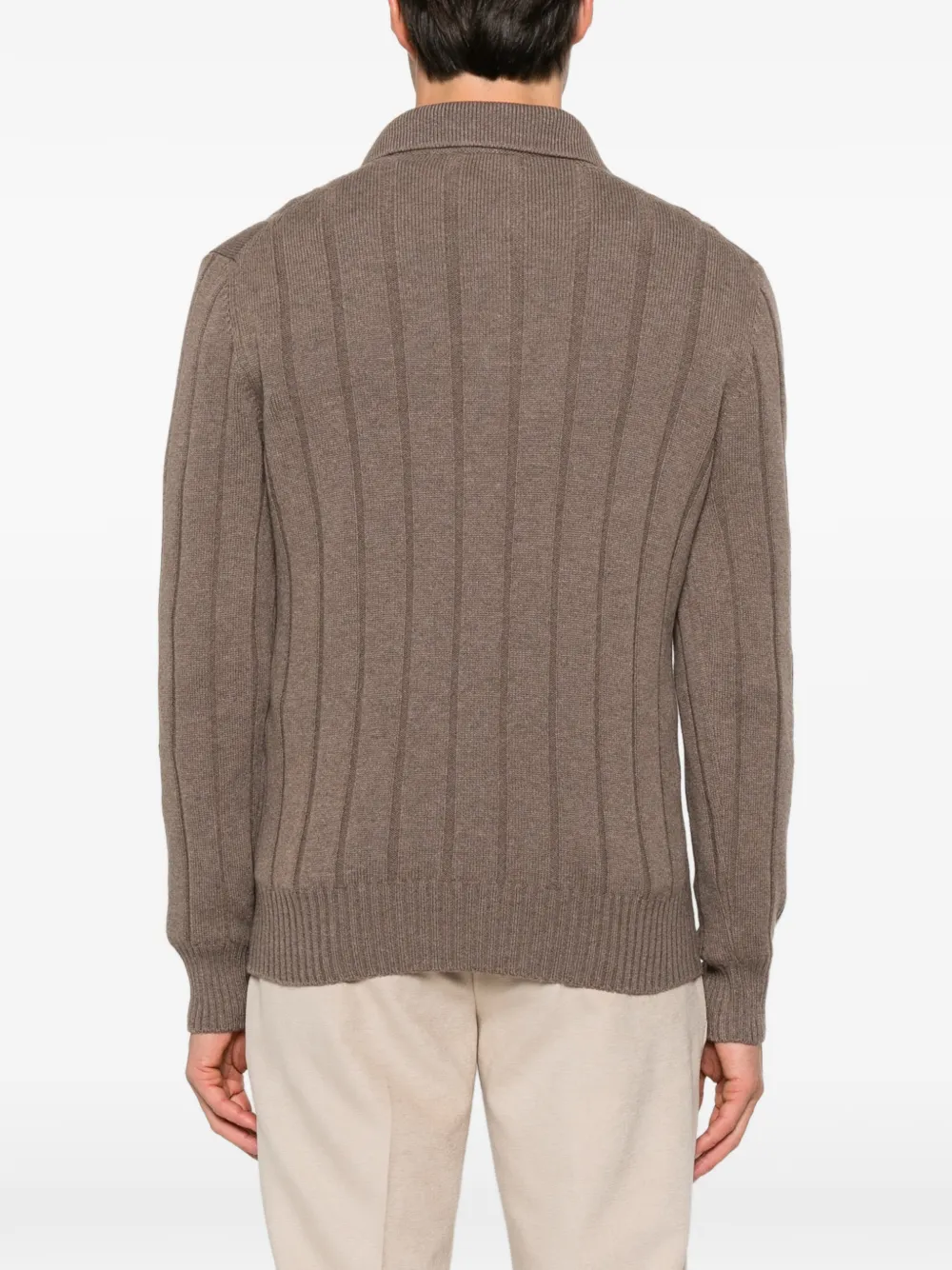 Gran Sasso ribbed-knit polo sweater Bruin