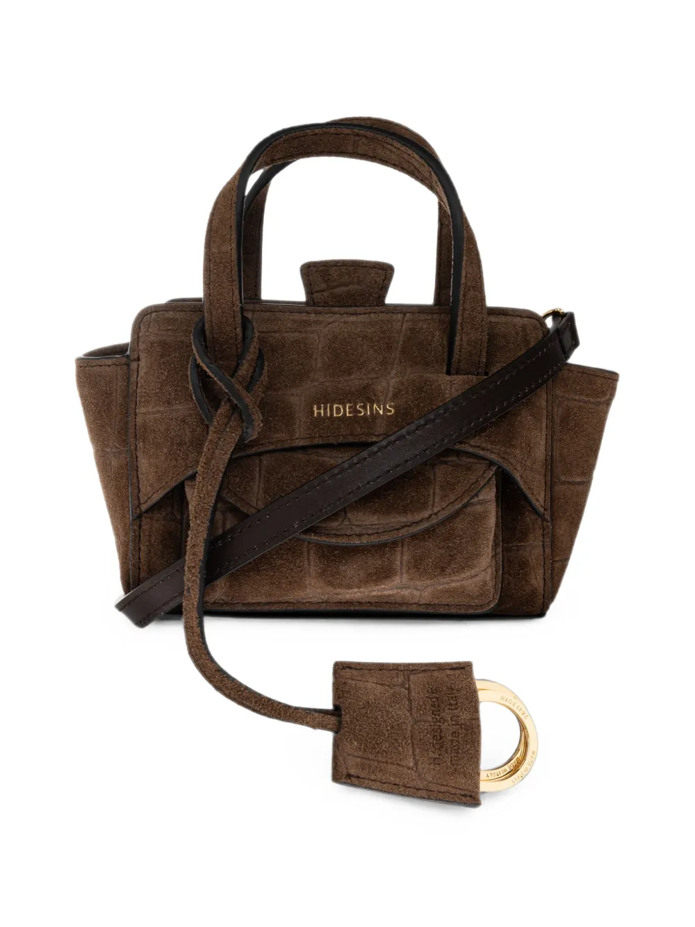 HIDESINS mini Flap croc-effect leather shoulder bag - Marrone
