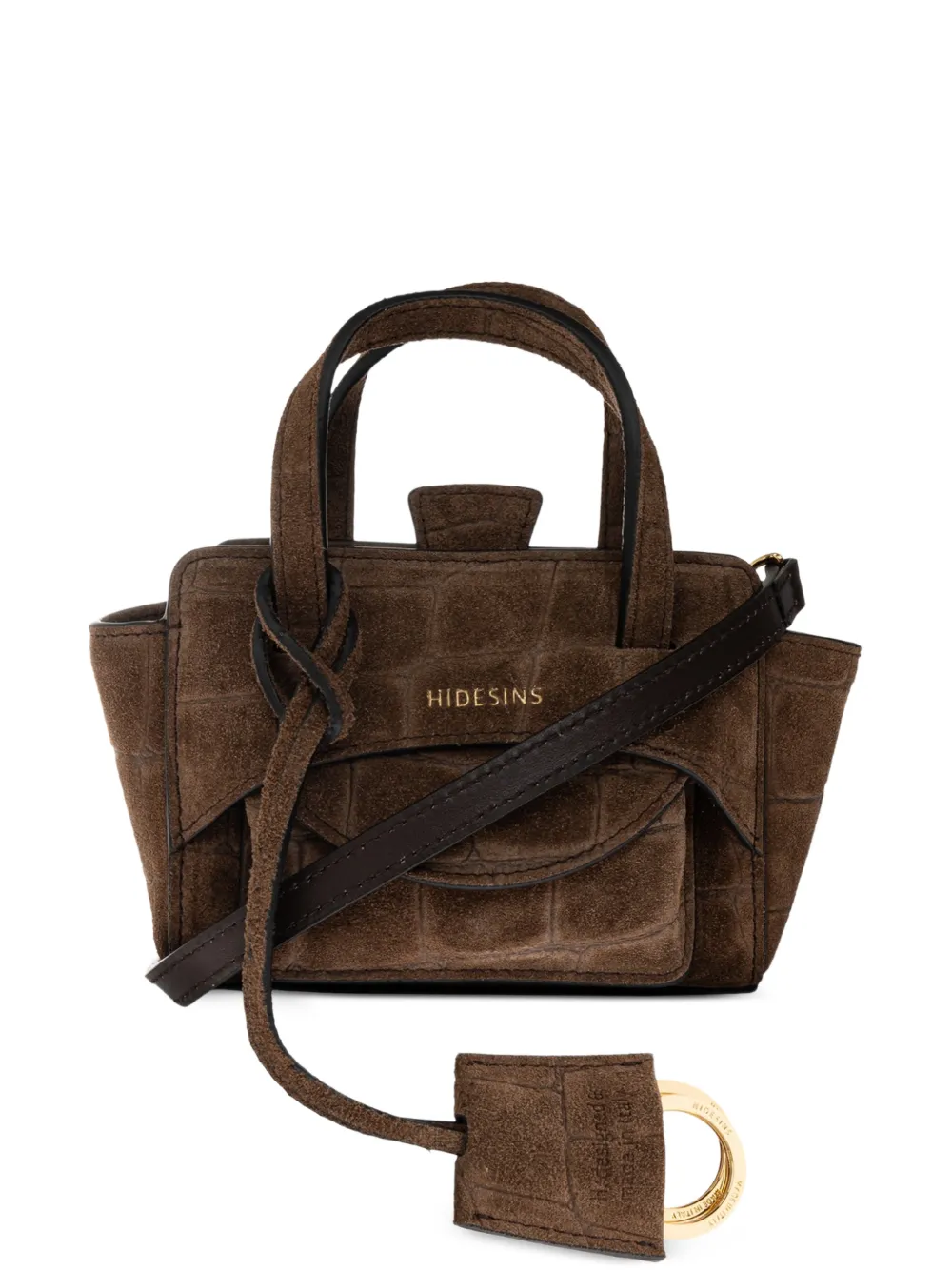 HIDESINS mini Flap croc-effect leather shoulder bag - Marrone