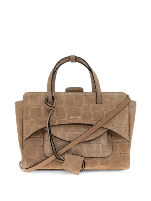 HIDESINS M Flap crocodile-effect tote bag