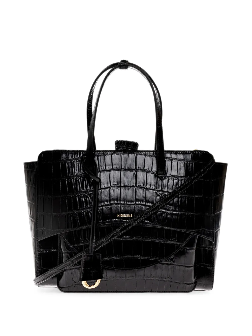 HIDESINS large Flap croc-effect leather tote bag - Noir HIDESINS large Flap croc-effect leather tote bag - Noir