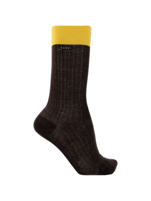Marni brown cotton socks with contrast cuffs