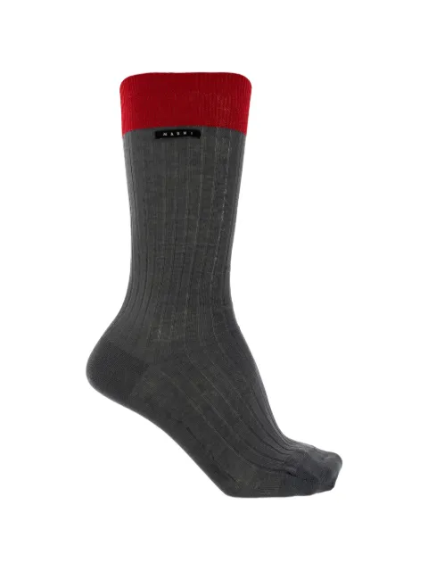 Marni grey cotton socks with contrast cuffs