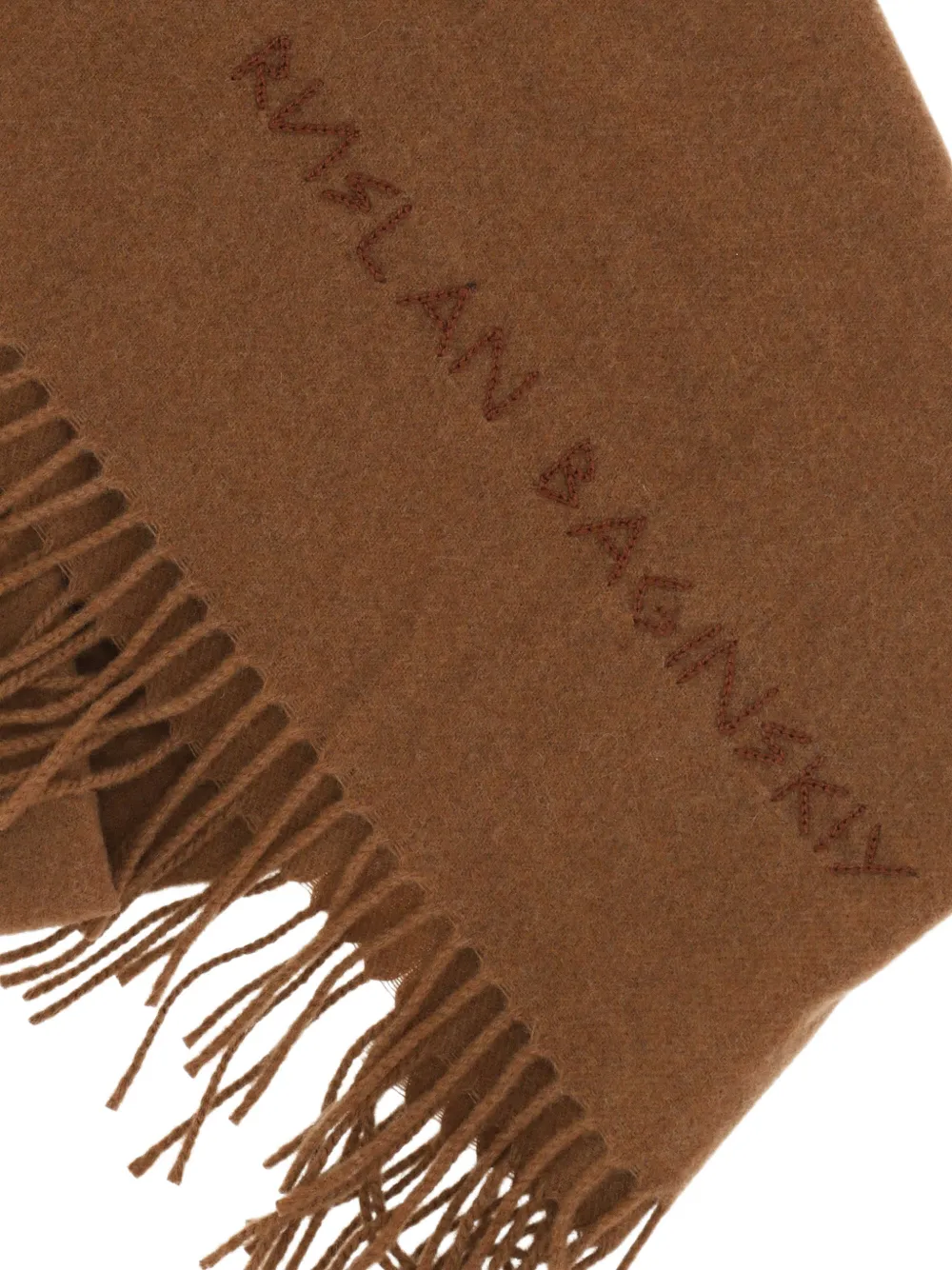 Ruslan Baginskiy embroidered logo fringed scarf Bruin